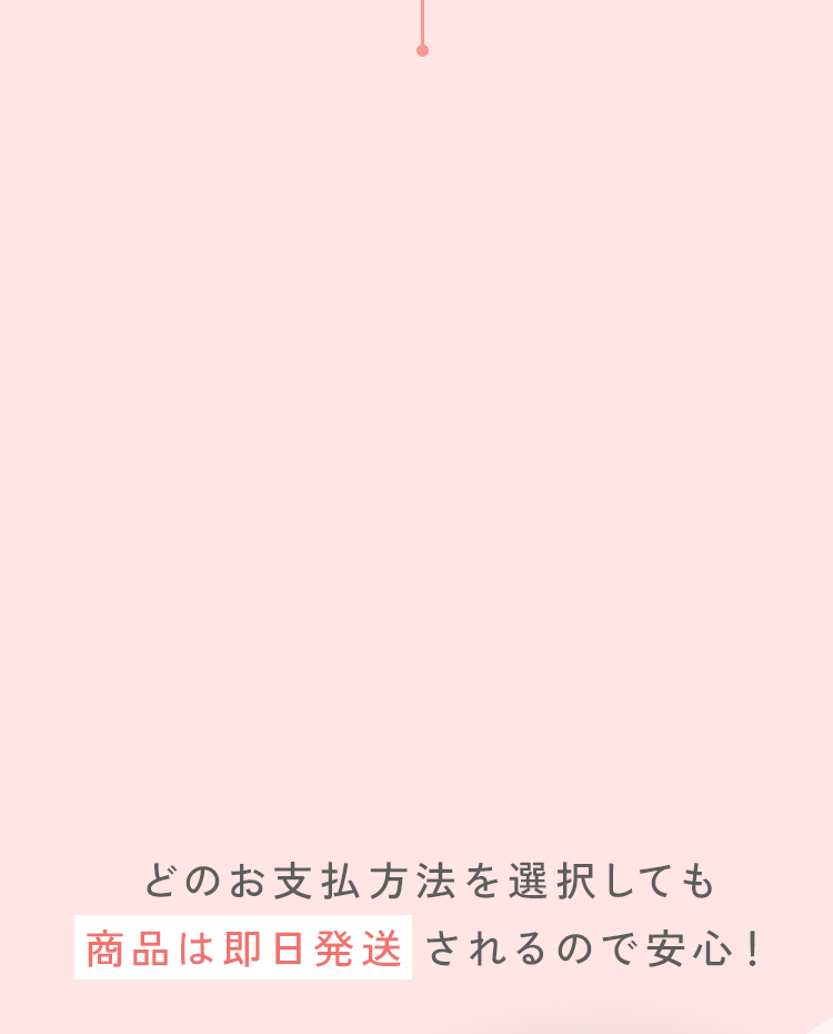 どのお支払方法を選択しても商品は即日発送されるので安心！